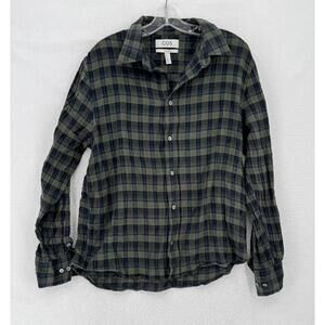 COS Mens Green Plaid Collared Relaxed Fit Long Sleeve Button Shirt Sz M